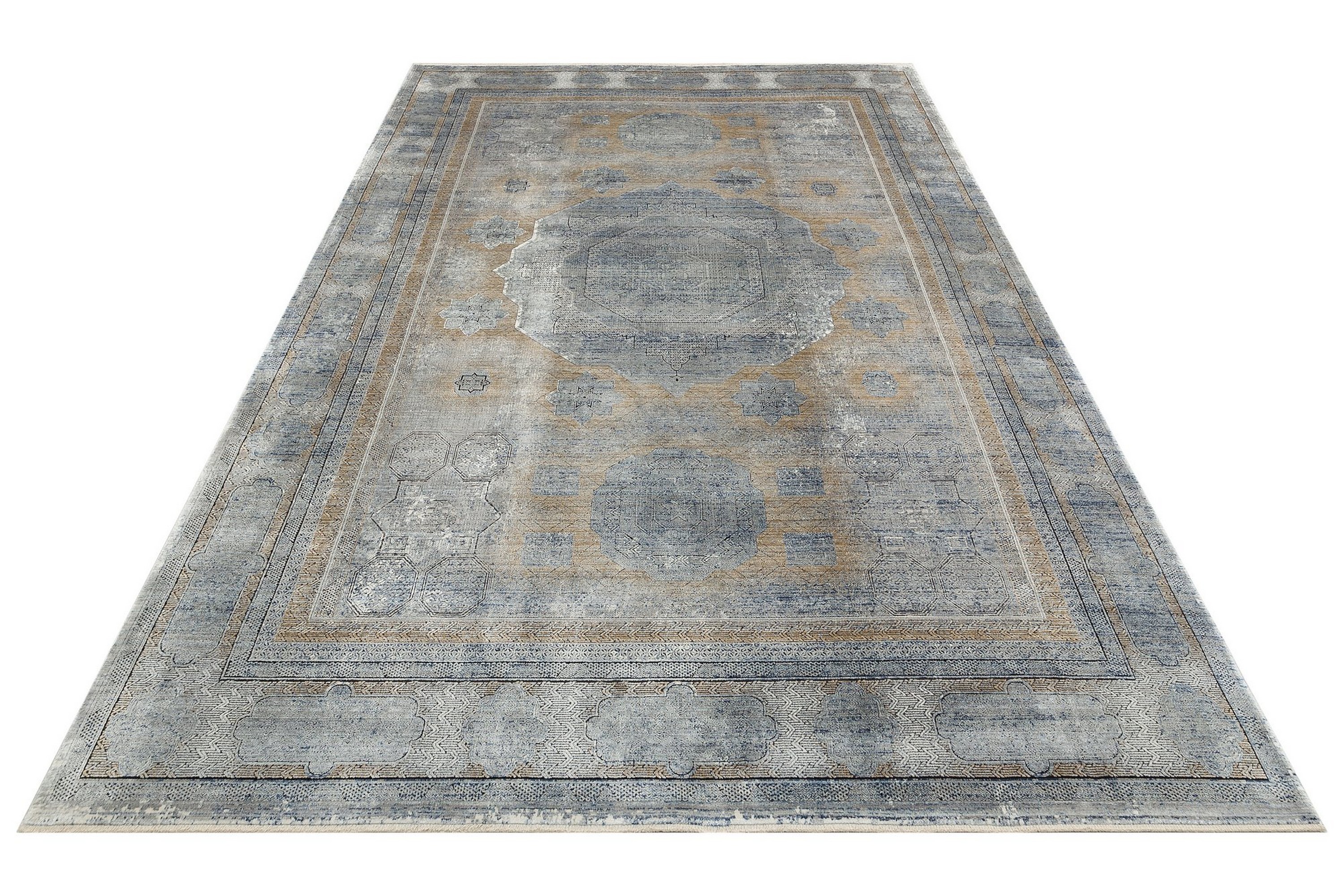 gångmatta osamu 100x300 cm rektangulär - antracit/guld