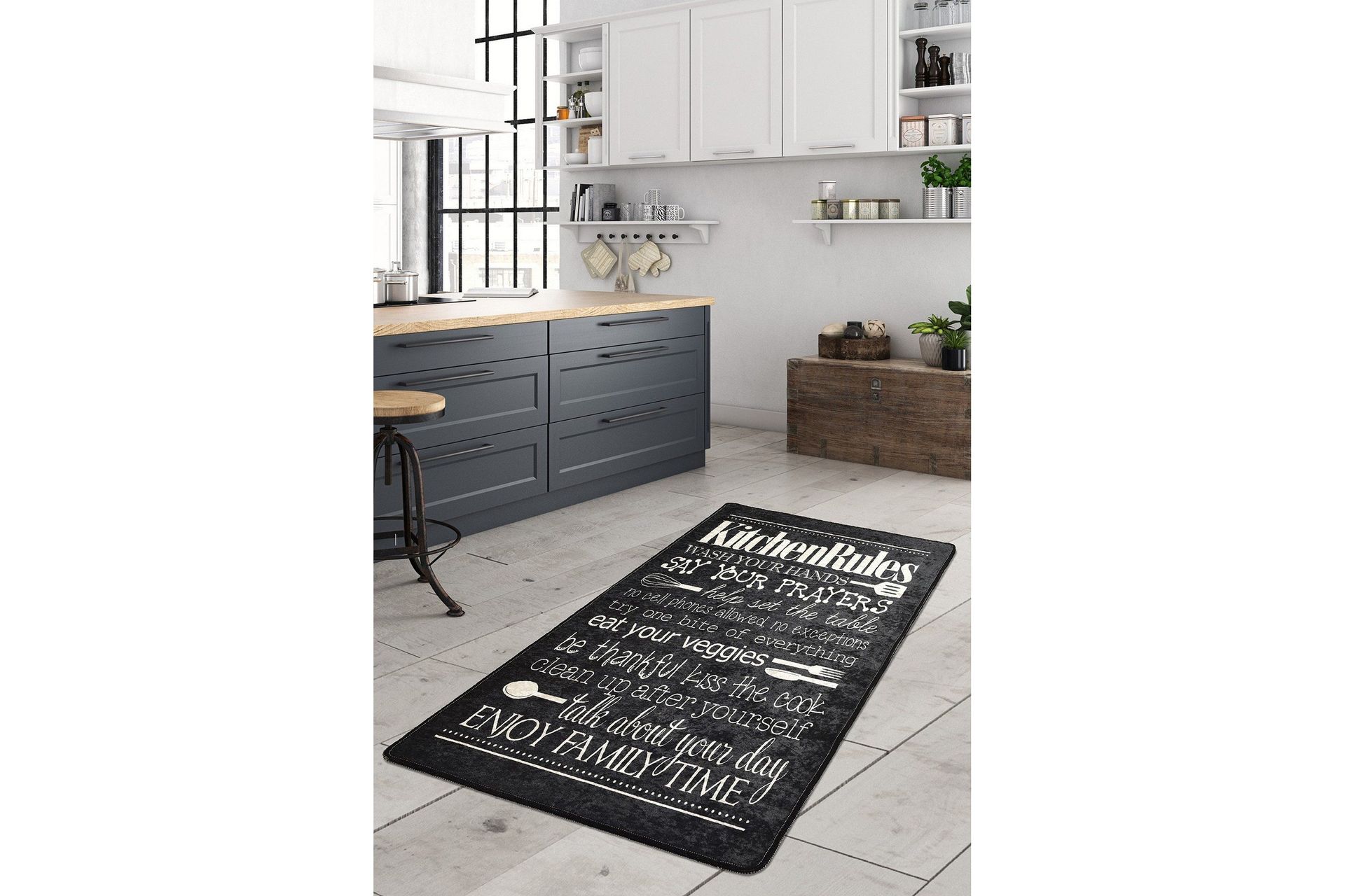 Kuhinja Entrematta 100x300 cm - Svart/Sammet