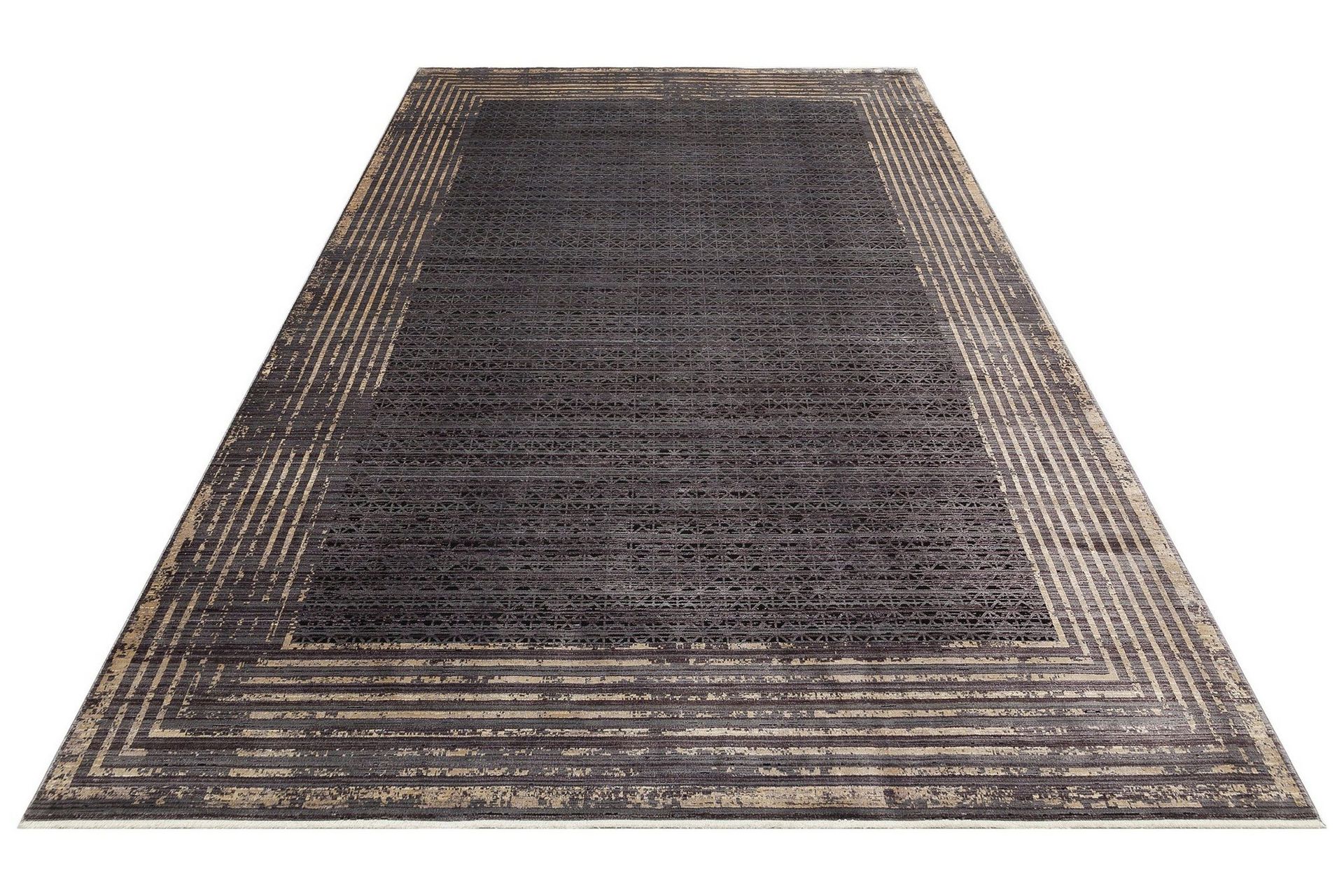 mhl gångmatta 100x300 cm rektangulär - antracit/guld