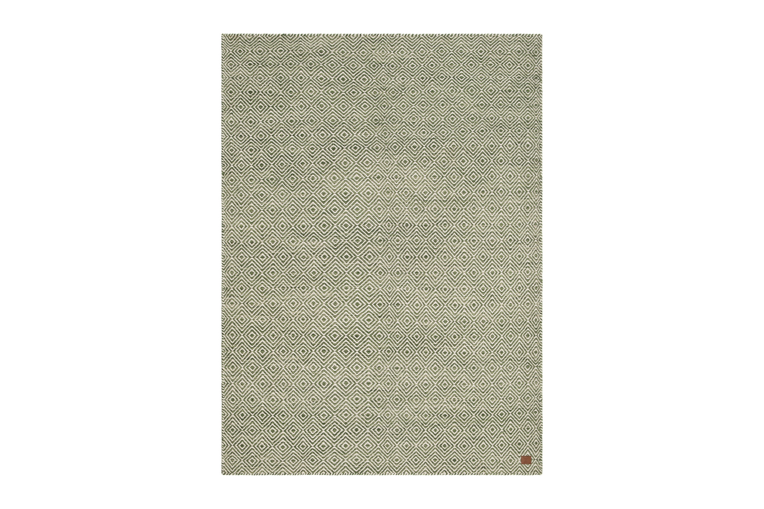 Gåsöga Ullmatta 75x200 cm Oval Grön