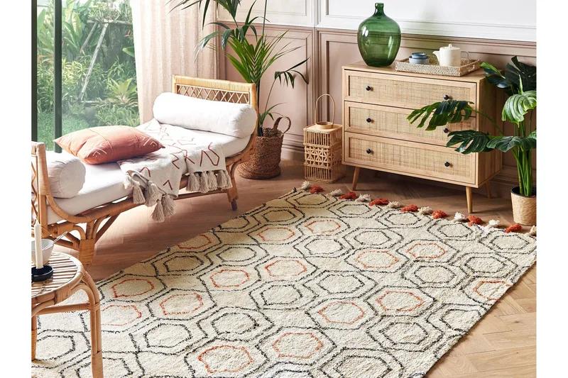 Hajipur Ryamatta 160x230 cm - Beige - Textil & mattor - Matta - Modern matta - Bomullsmatta