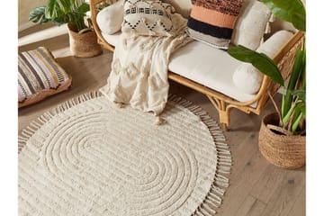 Halfeti Ryamatta 140 cm Rund - Beige - Textil & mattor - Matta - Modern matta - Bomullsmatta