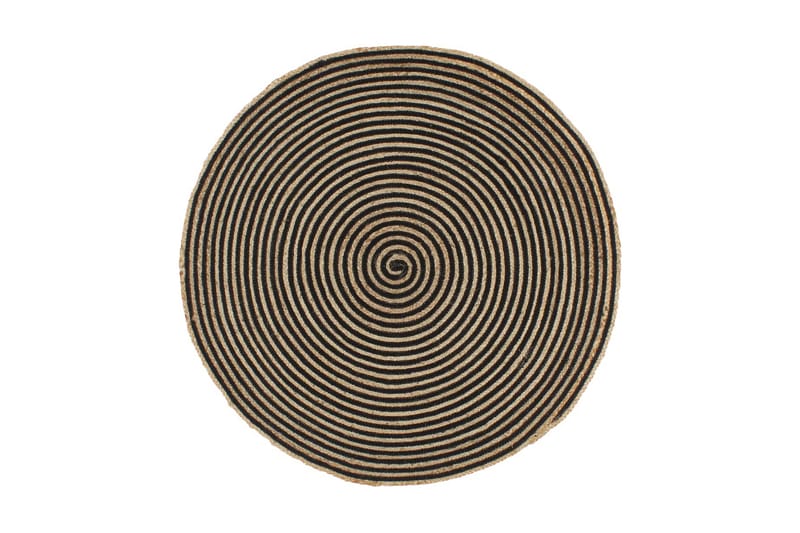 Handgjord jutematta med spiraldesign svart 90 cm - Svart - Jutematta & hampamatta - Sisalmatta