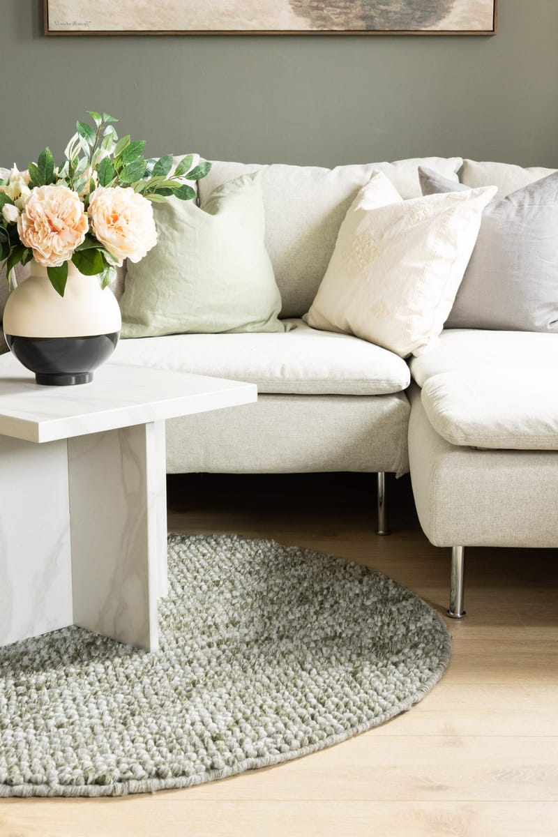 Handvävd Matta Bubble Rund 160 cm - Olivgrön - Textil & mattor - Matta - Modern matta - Ullmatta