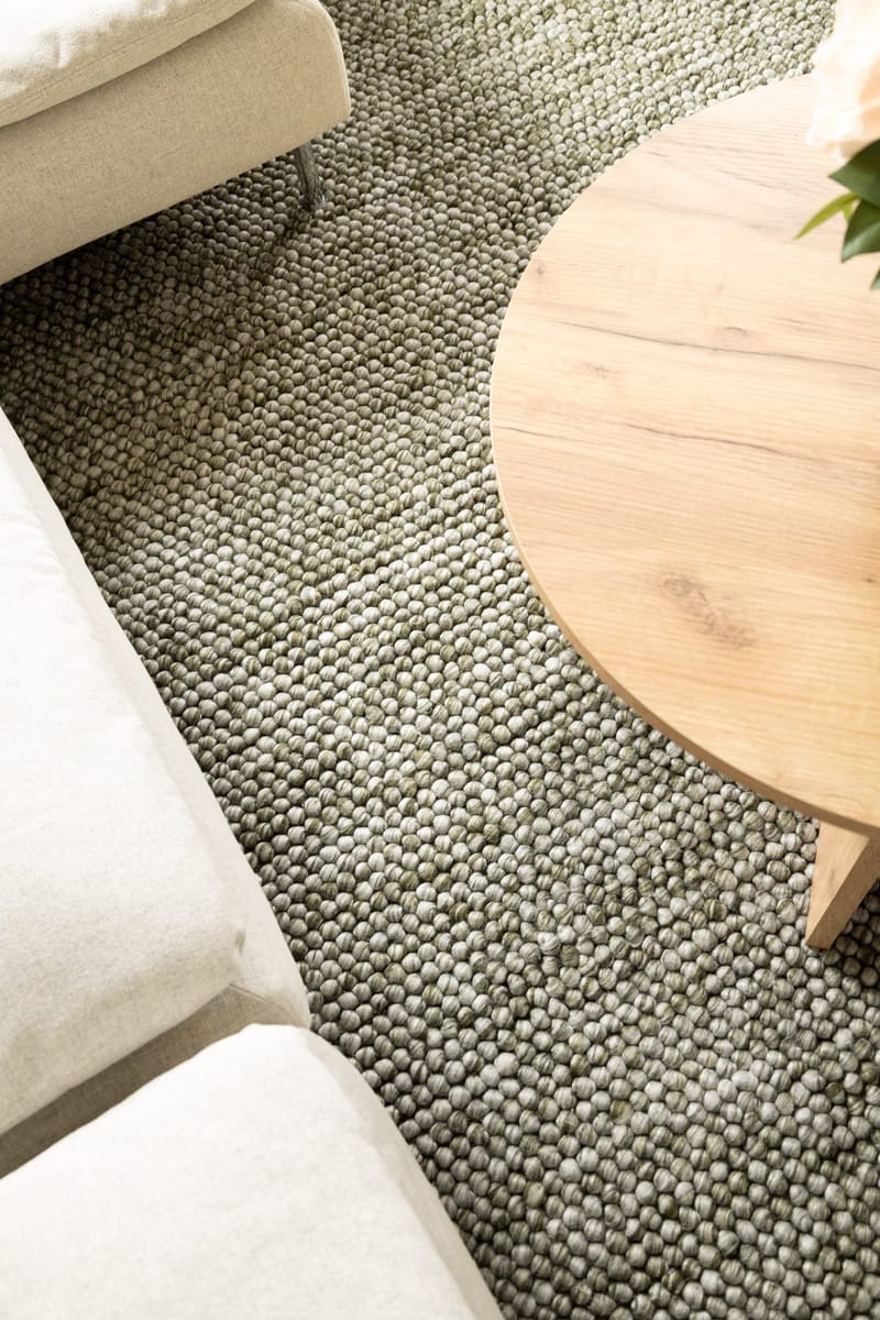 Handvävd Matta Bubble Rund 160 cm - Olivgrön - Textil & mattor - Matta - Modern matta - Ullmatta