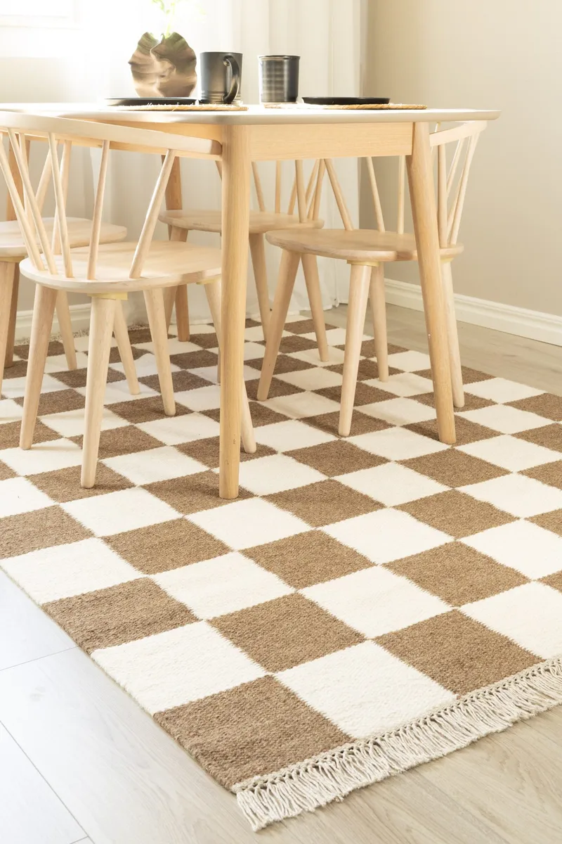 Handvävd Matta Nordic Check 140x200 cm - Choklad - Textil & mattor - Matta - Modern matta - Ullmatta