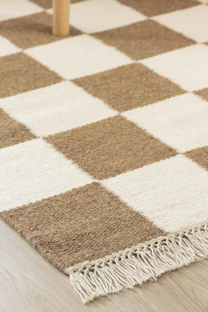 Handvävd Matta Nordic Check 140x200 cm - Choklad - Textil & mattor - Matta - Modern matta - Ullmatta