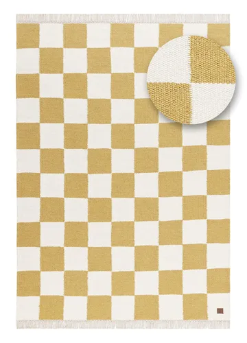Handvävd Matta Nordic Check 140x200 cm - Lejongul - Textil & mattor - Matta - Modern matta - Ullmatta