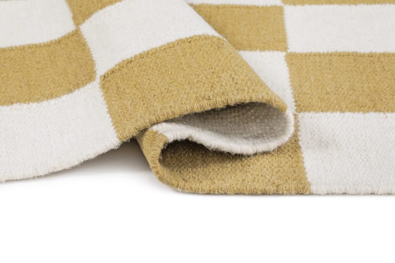 Handvävd Matta Nordic Check 140x200 cm - Lejongul - Textil & mattor - Matta - Modern matta - Ullmatta