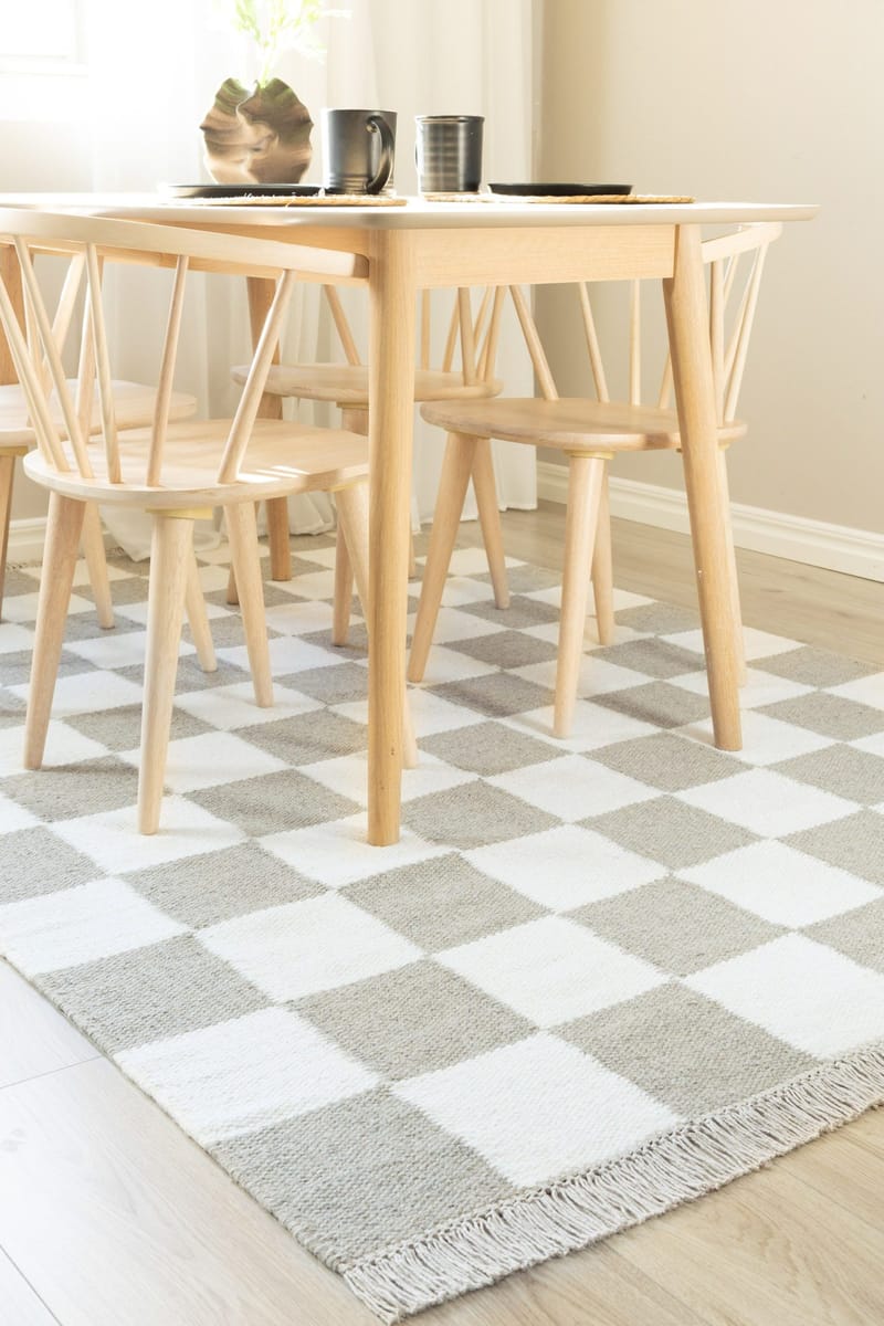 Handvävd Matta Nordic Check 160x230 cm - Grå - Textil & mattor - Matta - Modern matta - Ullmatta