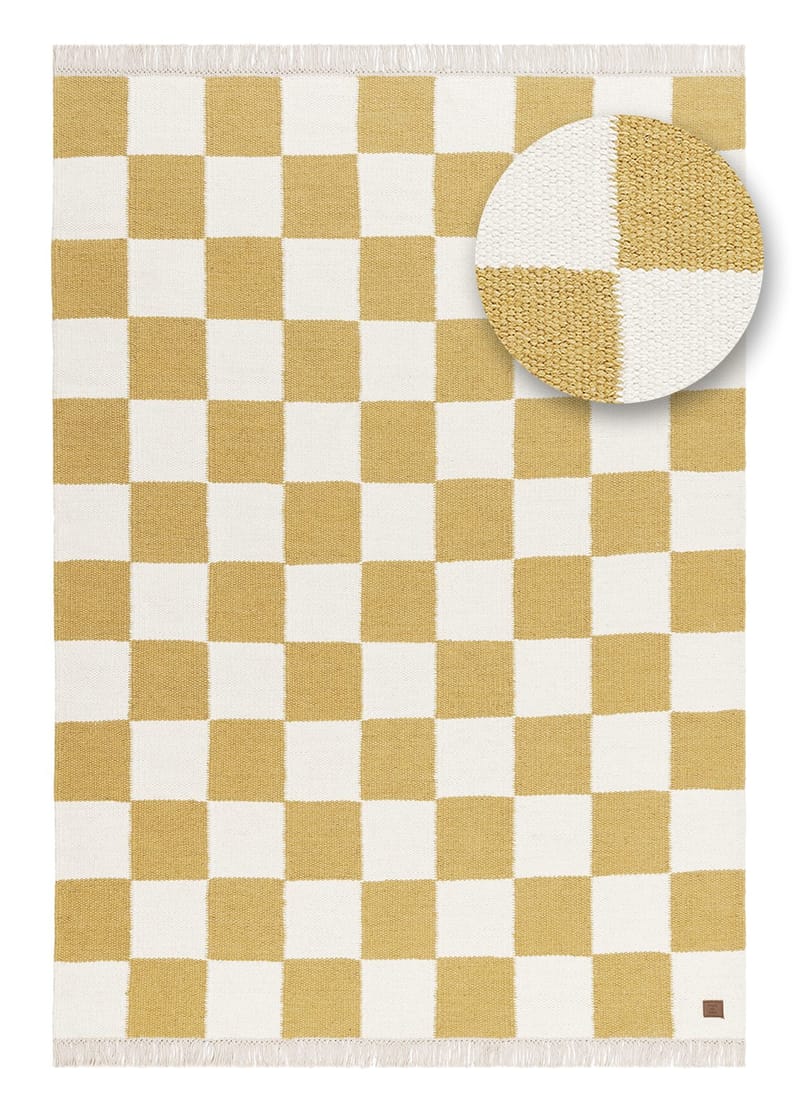 Handvävd Matta Nordic Check 160x230 cm - Lejongul - Textil & mattor - Matta - Modern matta - Ullmatta