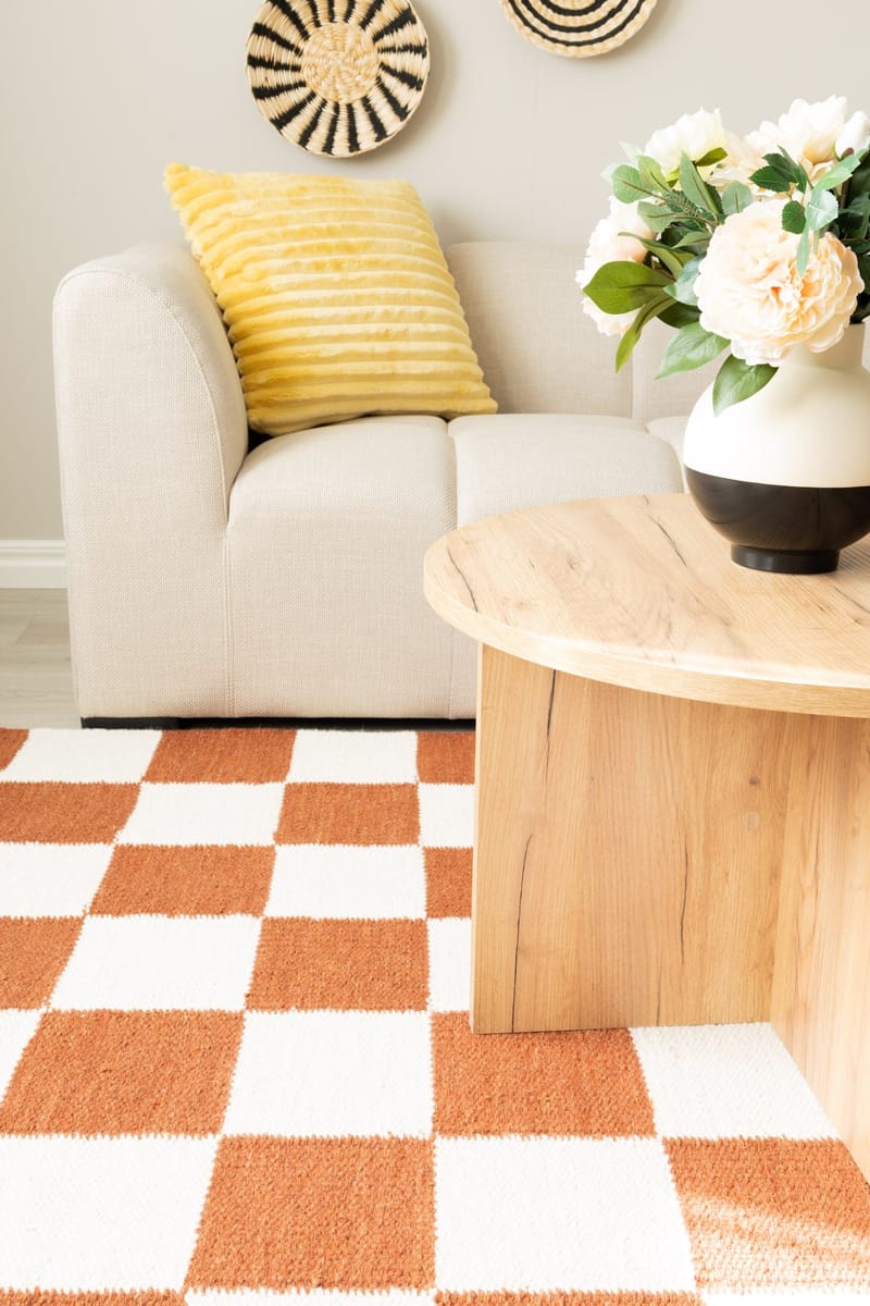 Handvävd Matta Nordic Check 160x230 cm - Terracotta - Textil & mattor - Matta - Modern matta - Ullmatta