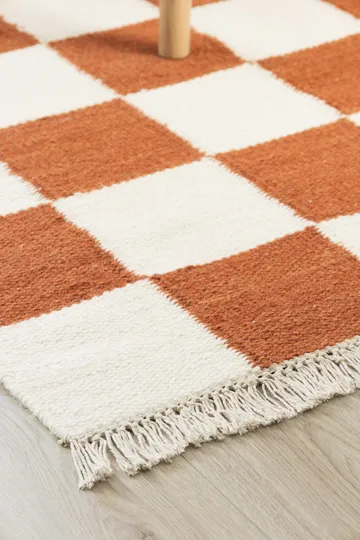 Handvävd Matta Nordic Check 160x230 cm - Terracotta - Textil & mattor - Matta - Modern matta - Ullmatta