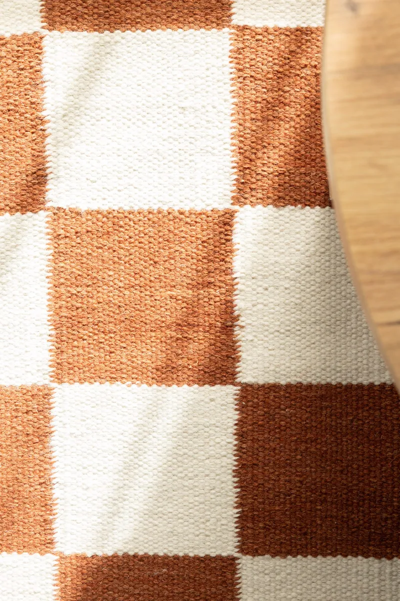 Handvävd Matta Nordic Check 160x230 cm - Terracotta - Textil & mattor - Matta - Modern matta - Ullmatta