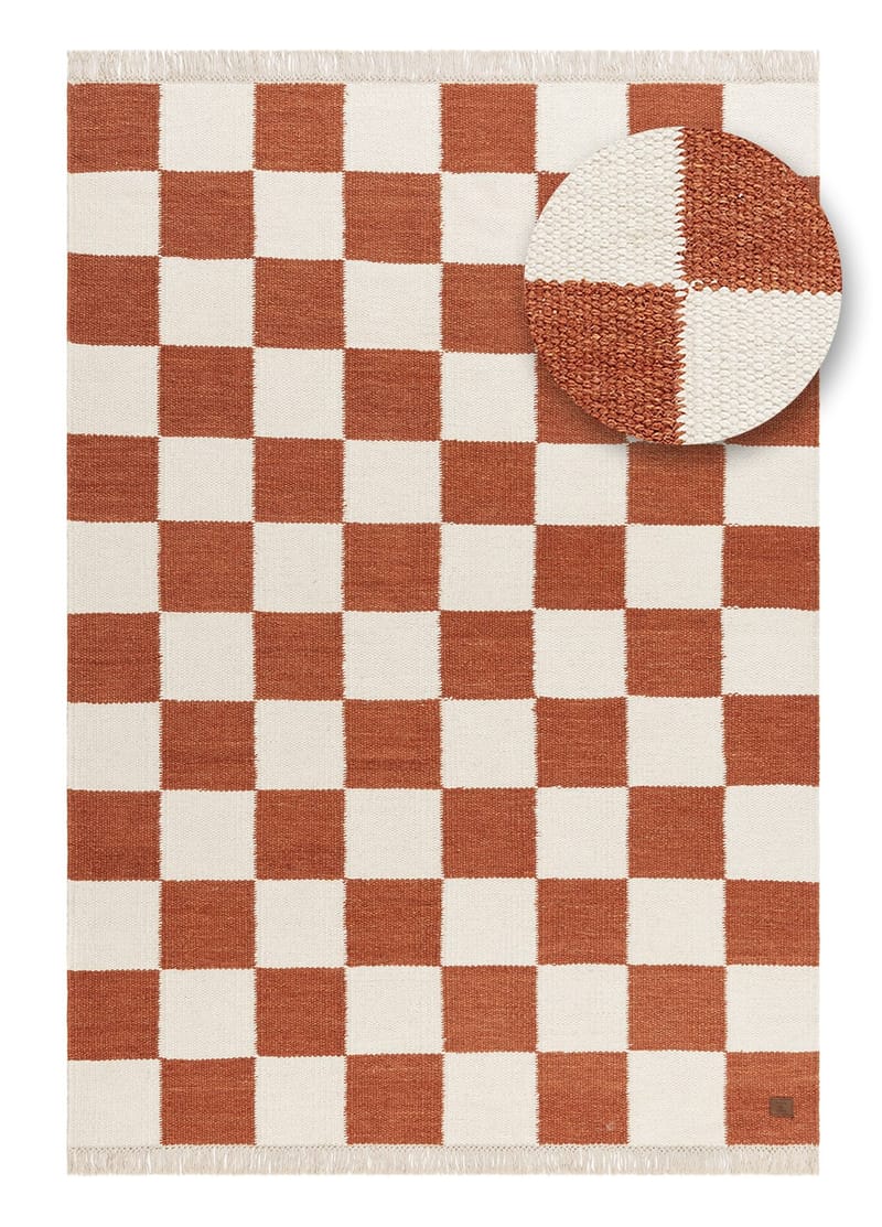 Handvävd Matta Nordic Check 160x230 cm - Terracotta - Textil & mattor - Matta - Modern matta - Ullmatta