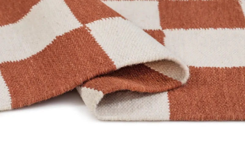 Handvävd Matta Nordic Check 160x230 cm - Terracotta - Textil & mattor - Matta - Modern matta - Ullmatta
