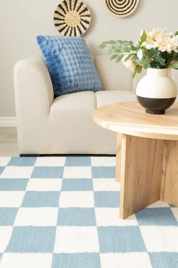 Handvävd Matta Nordic Check 200x300 cm - Duvblå - Textil & mattor - Matta - Modern matta - Ullmatta