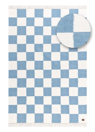 Handvävd Matta Nordic Check 200x300 cm - Duvblå - Textil & mattor - Matta - Modern matta - Ullmatta