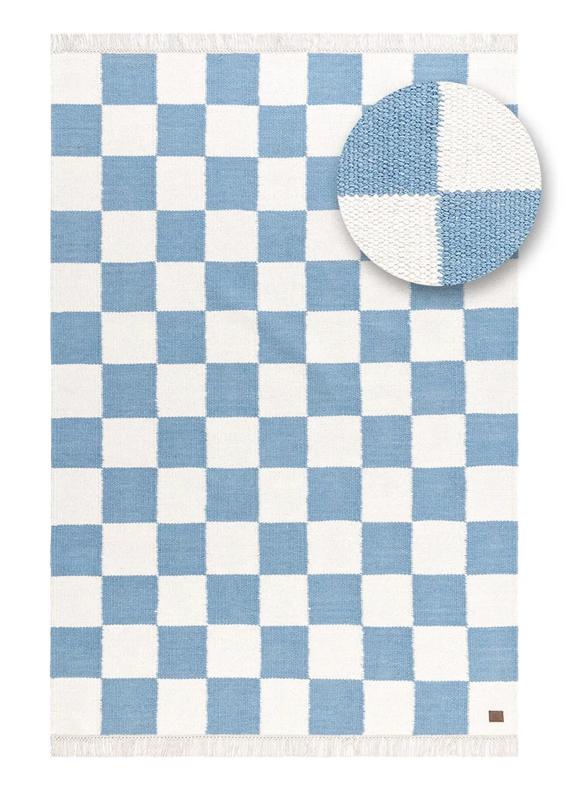 Handvävd Matta Nordic Check 200x300 cm - Duvblå - Textil & mattor - Matta - Modern matta - Ullmatta