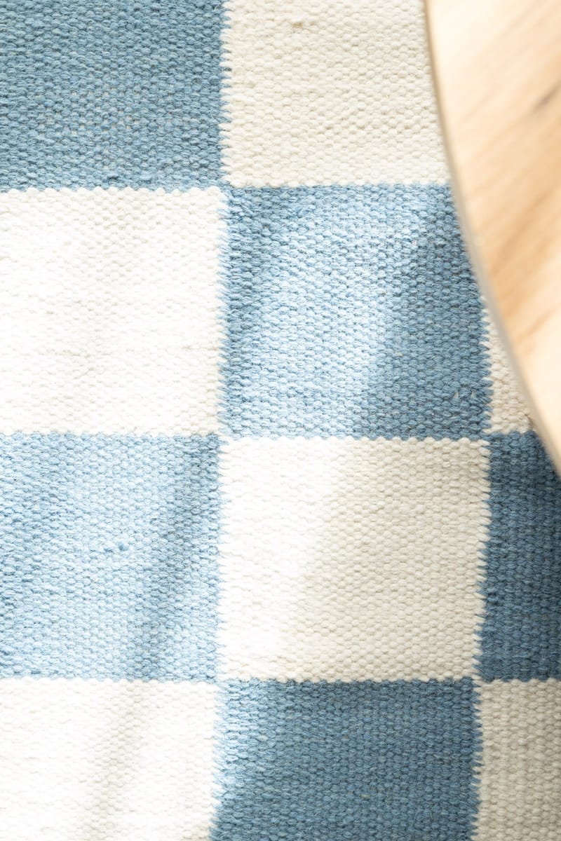 Handvävd Matta Nordic Check 200x300 cm - Duvblå - Textil & mattor - Matta - Modern matta - Ullmatta