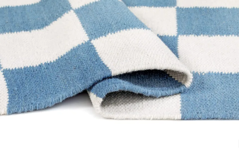 Handvävd Matta Nordic Check 200x300 cm - Duvblå - Textil & mattor - Matta - Modern matta - Ullmatta