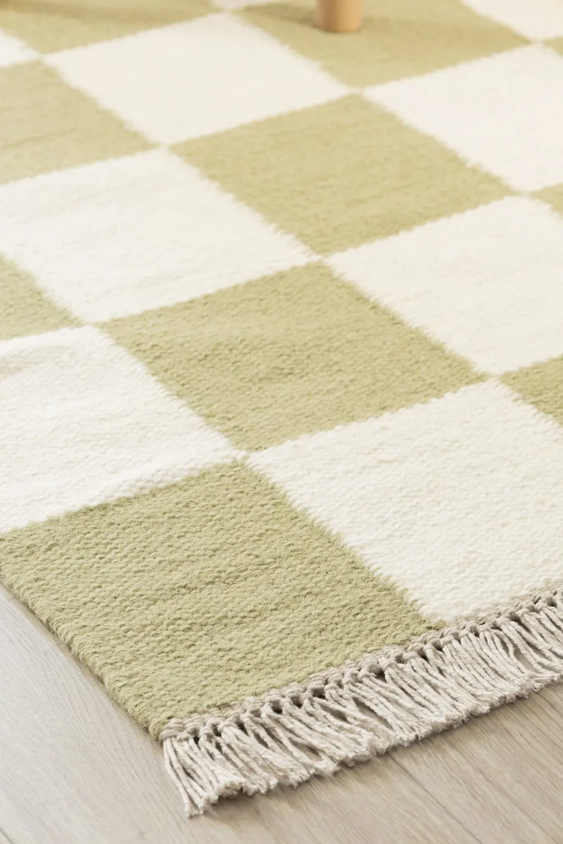 Handvävd Matta Nordic Check 200x300 cm - Grön - Textil & mattor - Matta - Modern matta - Ullmatta