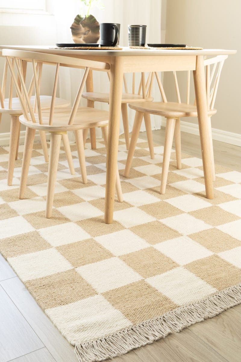 Handvävd Matta Nordic Check 200x300 cm - Linne - Textil & mattor - Matta - Modern matta - Ullmatta