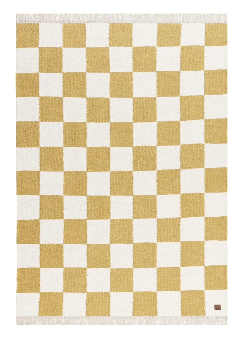 Handvävd Matta Nordic Check 240x340 cm, Lejongul
