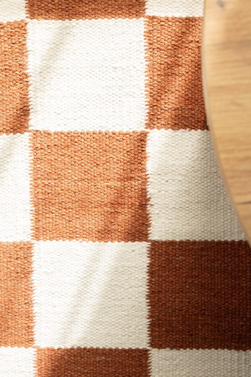 Handvävd Matta Nordic Check 75x200 cm - Terracotta - Textil & mattor - Matta - Modern matta - Ullmatta