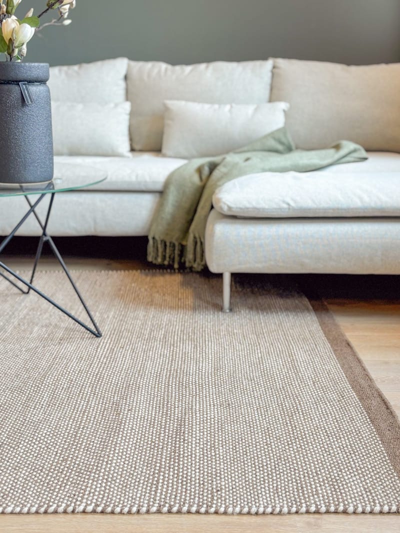 Handvävd Matta Sandhamn Kvadratisk 200x200 cm - Mörklinne - Textil & mattor - Matta - Modern matta - Ullmatta