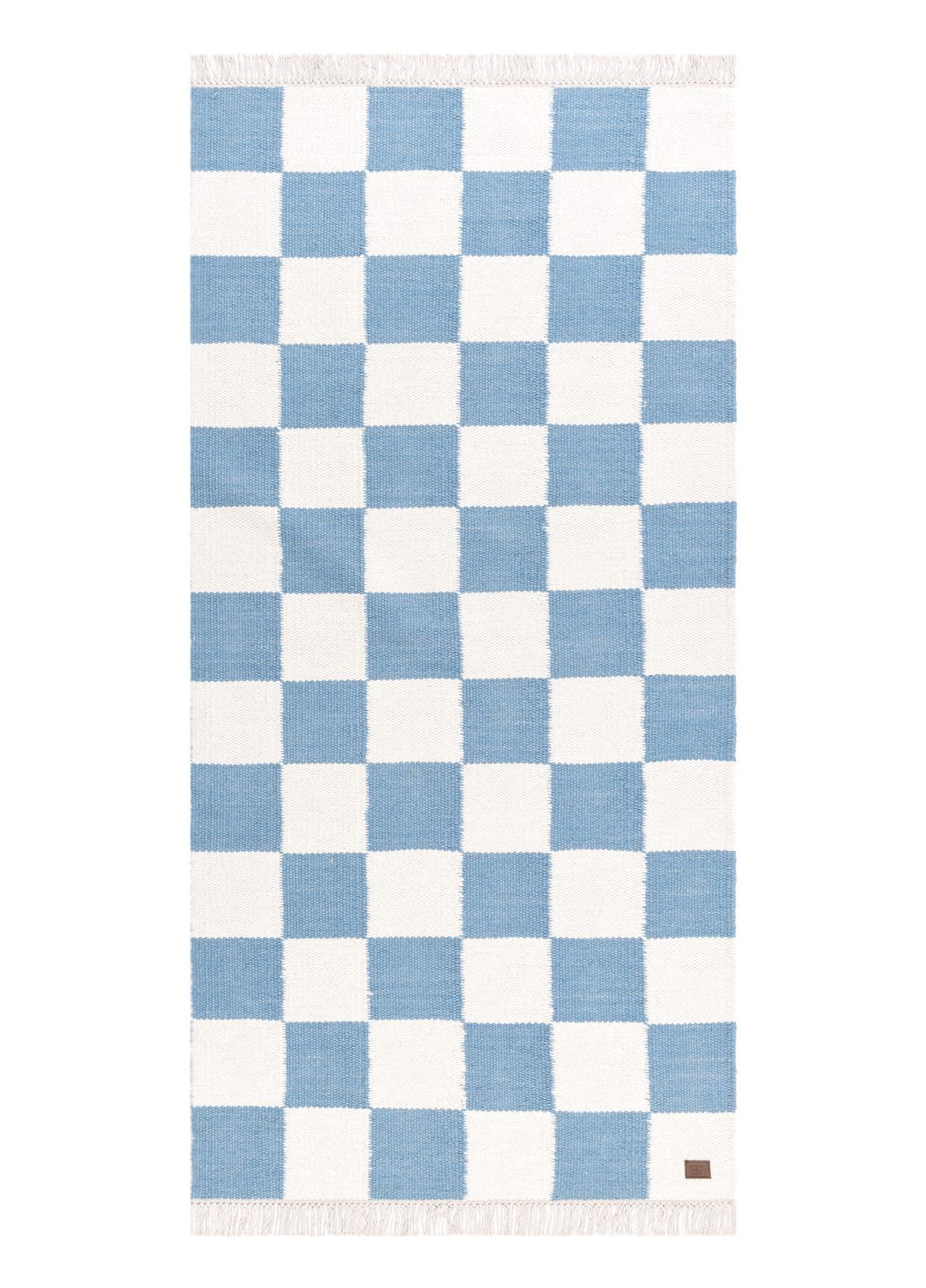 Handvävd Matta Nordic Check 75x200 cm - Duvblå