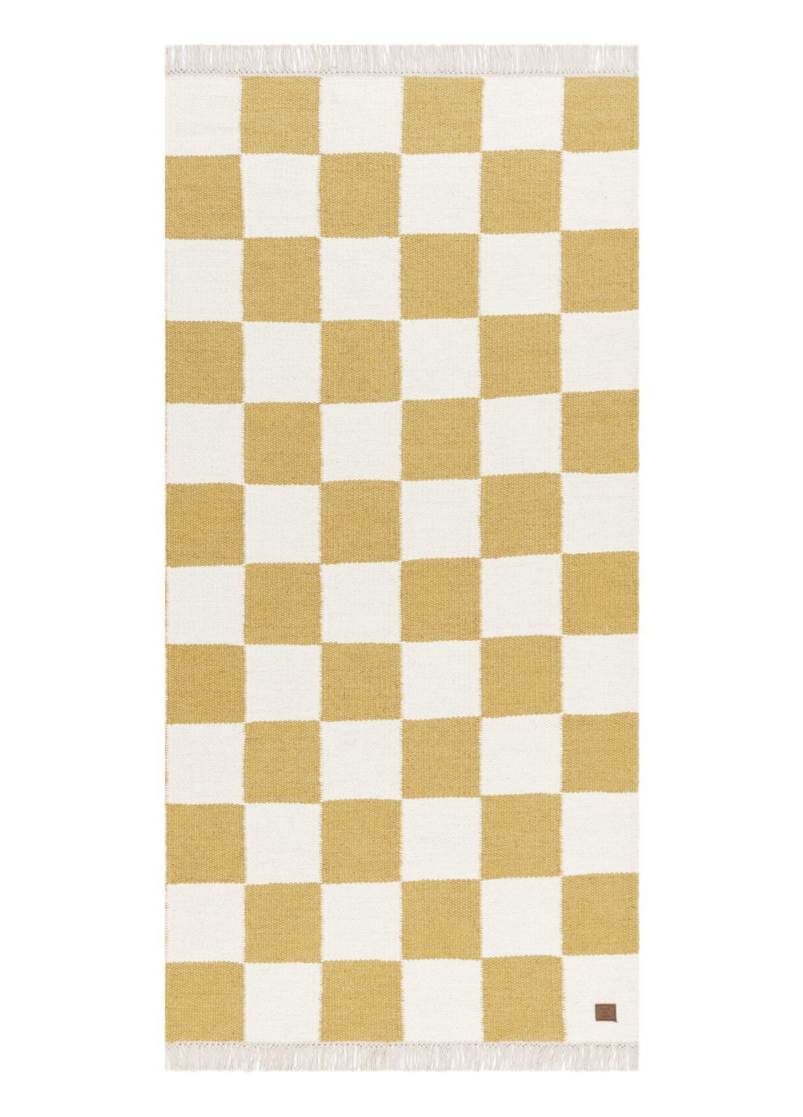 Handvävd Matta Nordic Check 75x200 cm - Lejongul