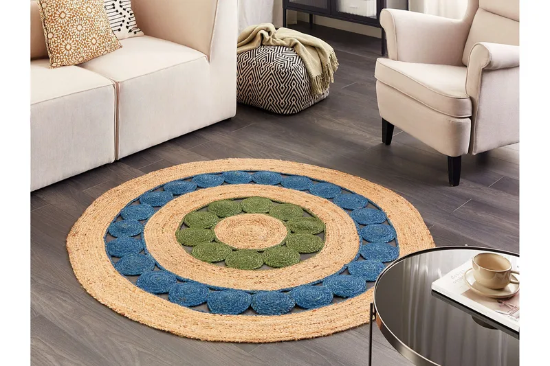 Hovit Jutematta 140 cm Rund - Blå - Textil & mattor - Matta - Modern matta - Jutematta & hampamatta