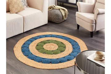 Hovit Jutematta 140 cm Rund - Blå - Textil & mattor - Matta - Modern matta - Jutematta & hampamatta