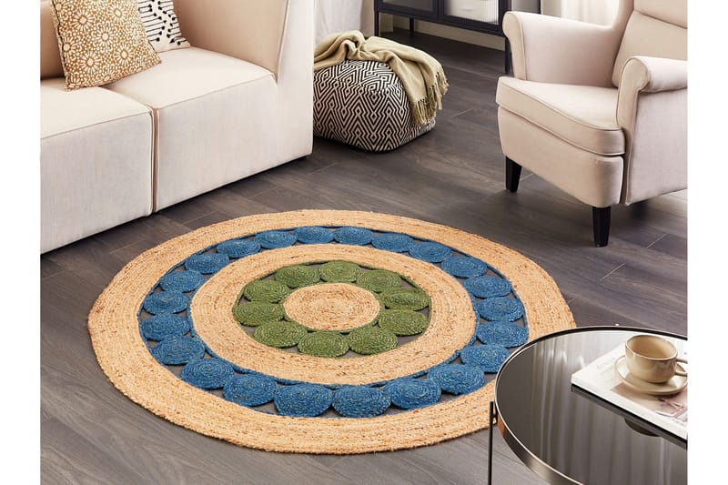 Hovit Jutematta 140 cm Rund - Blå - Textil & mattor - Matta - Modern matta - Jutematta & hampamatta