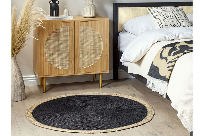 Jutematta Menemen 120 cm Rund - Svart - Textil & mattor - Matta - Modern matta - Jutematta & hampamatta