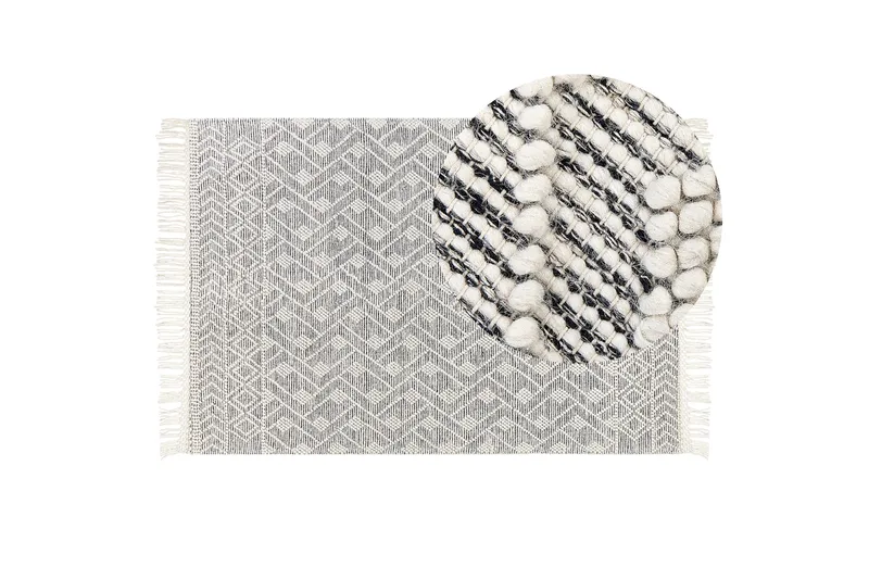 Kavak Ullmatta 160x230 cm - Svart/Vit - Textil & mattor - Matta - Modern matta - Ullmatta