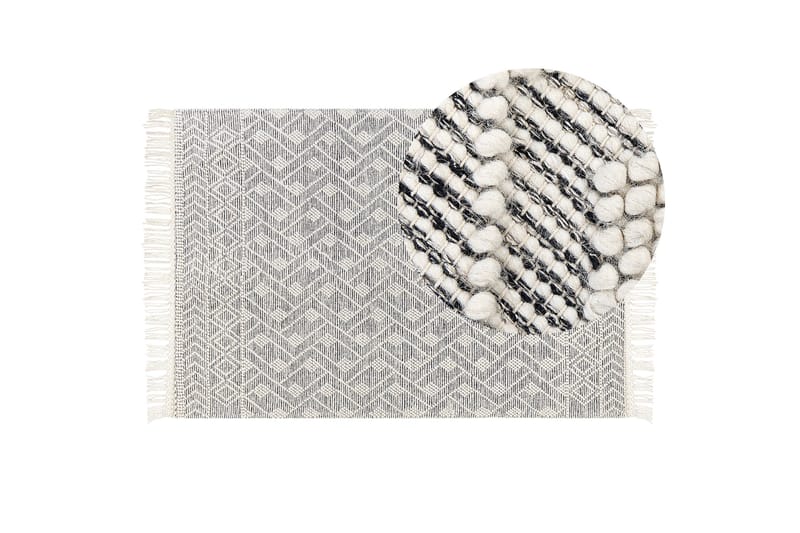 Kavak Ullmatta 160x230 cm - Svart/Vit - Textil & mattor - Matta - Modern matta - Ullmatta