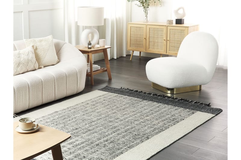 Ketenli Ullmatta 140x200 cm - Svart/Vit - Textil & mattor - Matta - Modern matta - Ullmatta