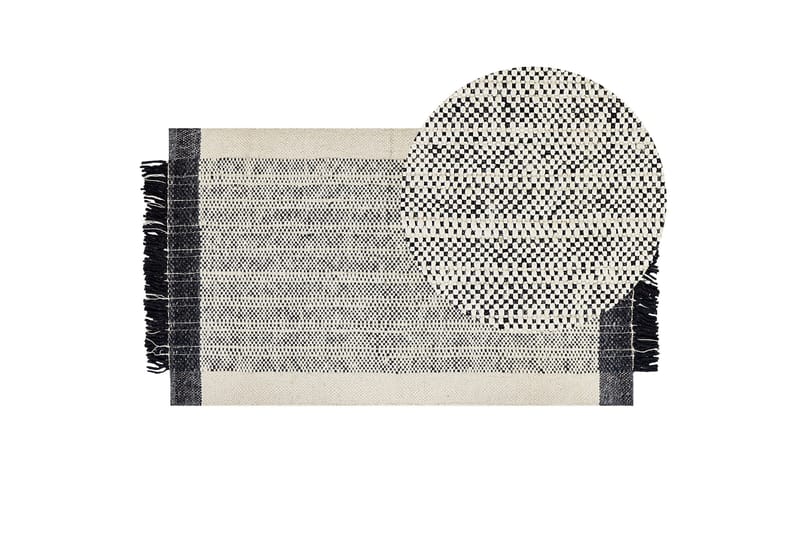 Ketenli Ullmatta 80x150 cm - Svart/Vit - Textil & mattor - Matta - Modern matta - Ullmatta