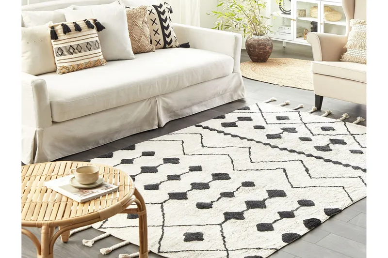 Khemisset Bomullsmatta 160x230 cm - Svart/Vit - Textil & mattor - Matta - Modern matta - Bomullsmatta