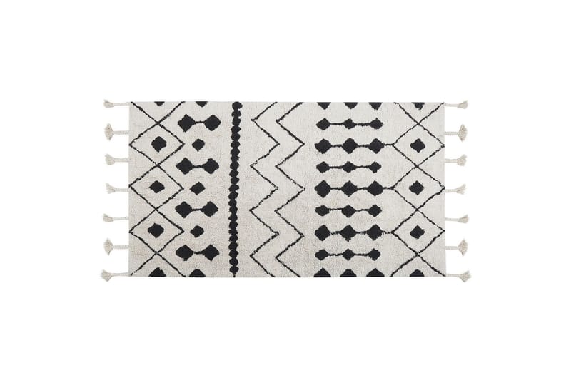 Khemisset Bomullsmatta 80x150 cm, Svart/Vit