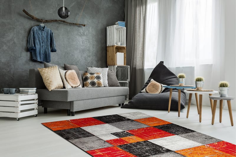 London Square Friezematta 160x230 - Röd/Orange - Textil & mattor - Matta - Modern matta - Friezematta