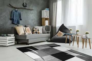 London Patch Friezematta 200x290 - Svart - Textil & mattor - Matta - Modern matta - Wiltonmatta