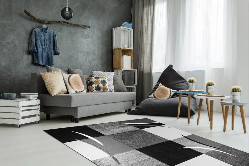 London Patch Friezematta 200x290 - Svart - Textil & mattor - Matta - Modern matta - Wiltonmatta
