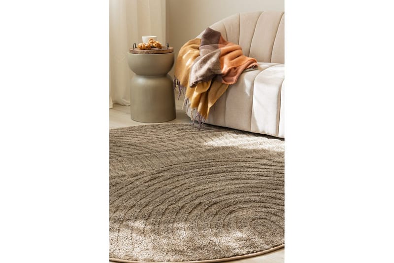 Maskinvävd Matta Genova Zen Rund - 200x200 cm, Mocca - Textil & mattor - Matta - Modern matta - Friezematta