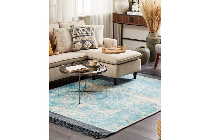 Matta Akarsu - Blå, beige, 140x200 cm - Textil & mattor - Matta - Modern matta - Viskosmatta & konstsilkesmatta