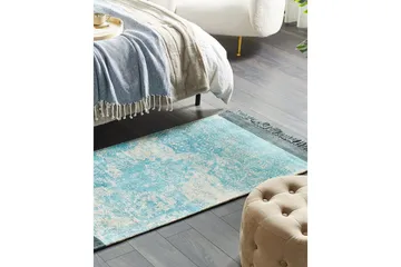 Matta Akarsu - Blå, beige, 80x150 cm - Textil & mattor - Matta - Modern matta - Viskosmatta & konstsilkesmatta