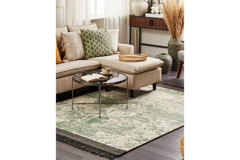 Matta Akarsu - Grön, svart, beige, 160x230 cm - Textil & mattor - Matta - Modern matta - Viskosmatta & konstsilkesmatta