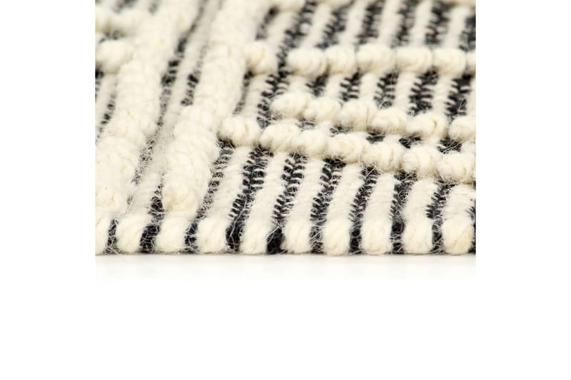 Matta handvävd ull 120x170 cm svart/vit - Svart - Ullmatta